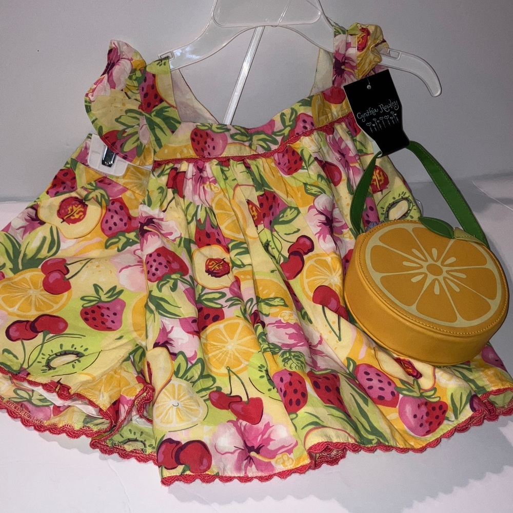 Cynthia Rowley Matching Fruit Print Shirt and Shorts with‎ Citrus Bag